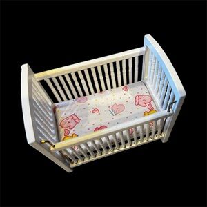 New, Miniature 1/12th scale Doll Dollhouse Baby Crib with Mattress